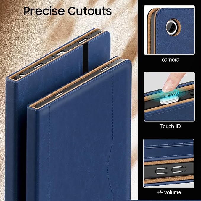 OKP Case for Samsug Galaxy Tab A9+ Plus 11 inch 2024(SM-X210/X216/X218), PU Leather Folio Cover with Multi-Angle Stand//Pen Holder, Auto Wake/Sleep Case for Galaxy A9+ 11" Tablet (Navy Blue)