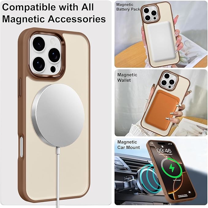 ZIYE Desert Titanium Gold Case for iPhone 16 Pro Max Case with Stand [Compatible with MagSafe] Slim Military Grade Heavy Duty Protection Magnetic Cover with 360 Rotatable Ring Kickstand for Women Men