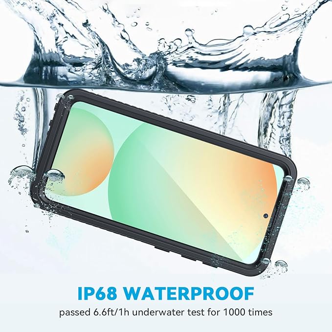 Lanhiem for Samsung Galaxy S24 FE Case, IP68 Waterproof Heavy Duty Protection Phone Cover for S24FE 5G 6.7 Inch Built-in Screen Protector, Black