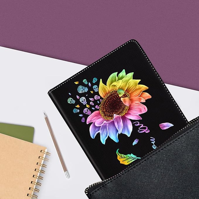 Samsung Galaxy Tab A9 Plus 11 inch Case 2023，Slim Fit Foldable Standing Cover Case with Auto Sleep/Wake for Galaxy Tab A9+ 11’2023 Model (SM-X210/X216/X218)，Colourful Sunflower Skull