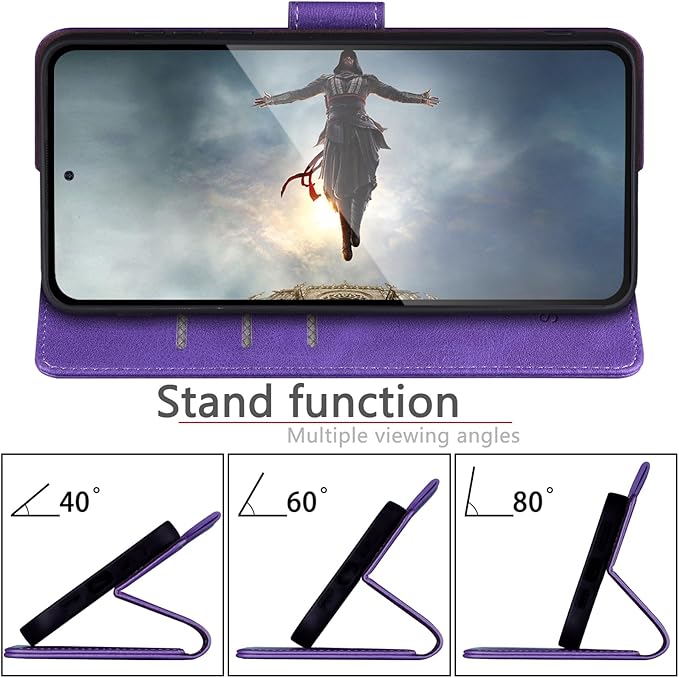 SUANPOT Compatible with Samsung Galaxy S25 Ultra Wallet case with RFID Blocking Credit Card Holder,Flip Book PU Leather Protective Cover Women Men for Samsung S25 Ultra Phone case Purple