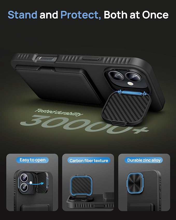 for iPhone 16 Plus Case Wallet, Built-in Stand & Card Holder & Camera Lens Cover, Full Body Protective Rugged Multifunctional Kickstand Heavy Duty Phone Case for iPhone 16 Plus 6.7" 2024, Black