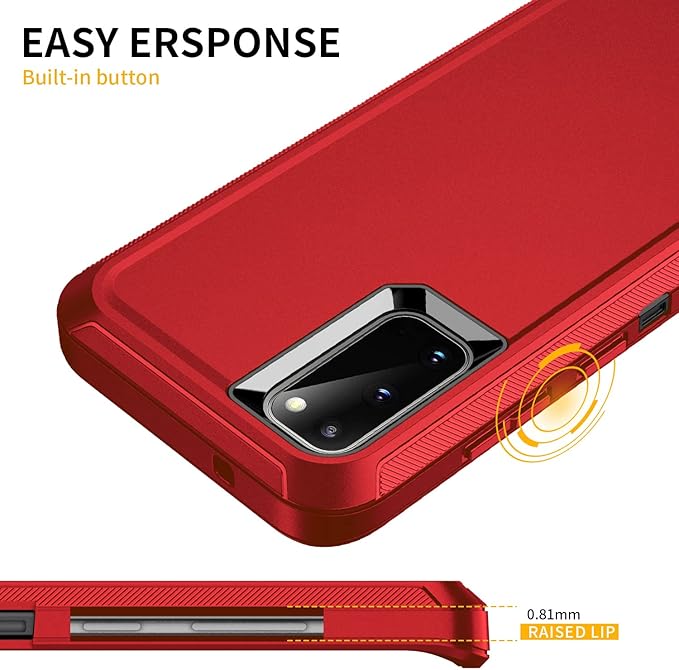 for Galaxy S20 FE 5g Case,Shockproof Dropproof Dustproof 3-Layer Full Body Protection Rugged Heavy Duty High Impact Hard Cover Case for Galaxy S20 FE 6.5 inch,Red/Black