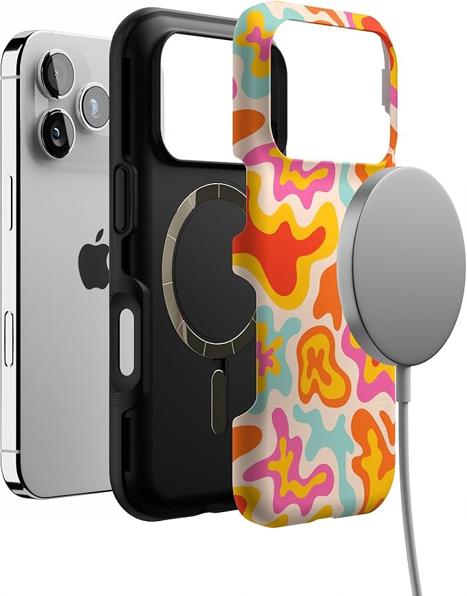 Casely iPhone 17 Pro Case | Tropical Color Splash | Abstract Retro | Bold Protective Design | Compatible with MagSafe