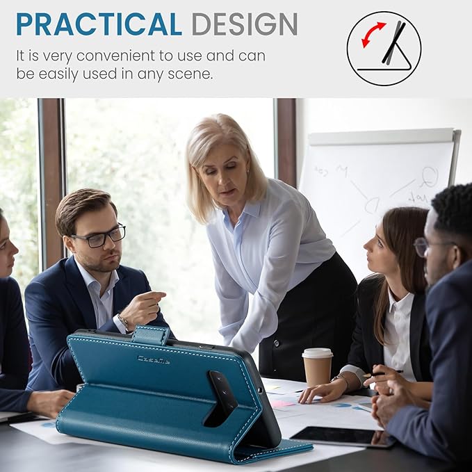 Case for Samsung Galaxy S10 Wallet Case, RFID Blocking PU Leather Flip Folio Cover Card Holder Kickstand Shockproof Phone Case Compatible with Samsung Galaxy S10, Blue