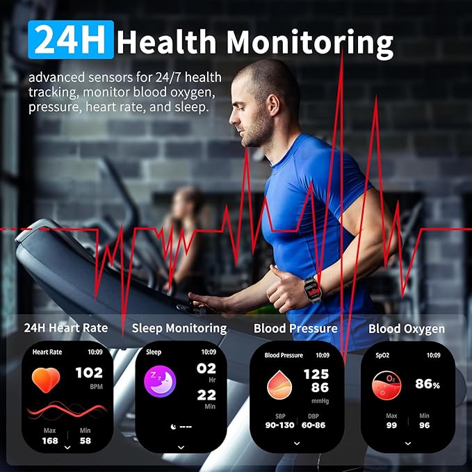 Smart Watch(Answer/Dial Calls), 2.06" AMOLED Screen Smartwatch for Men, Fitness Tracker with 120+Sports Modes, AI Voice,Heart Rate,Blood Oxygen,IP67 Waterproof Smart Watch for Android iOS Phones