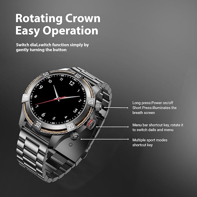 Smart Watch for Men Bluetooth Answer/Make Call, 1.43" AMOLED Display Luxury Smartwatch, Fitness Tracker with 100+ Sport Modes, Heart Rate/Sleep Monitor for iOS Android, 2 Watch Bands (Black)