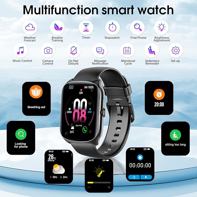 Smart Watch for Men Women, 1.95"HD Curved Screen Smartwatch (Dial/Answer Calls), Heart Rate Sleep Monitor Fitness Smartwatch, 112+Sports Modes Activity Trackers,IP68 Waterproof Watches for Android iOS