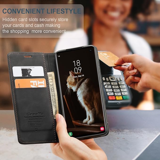 for Samsung Galaxy S10 Case, Flip Wallet Leather Case with Card Holder Magnetic Closure Shockproof Kickstand Protective Phone Cases Cover for Samsung S10,Black