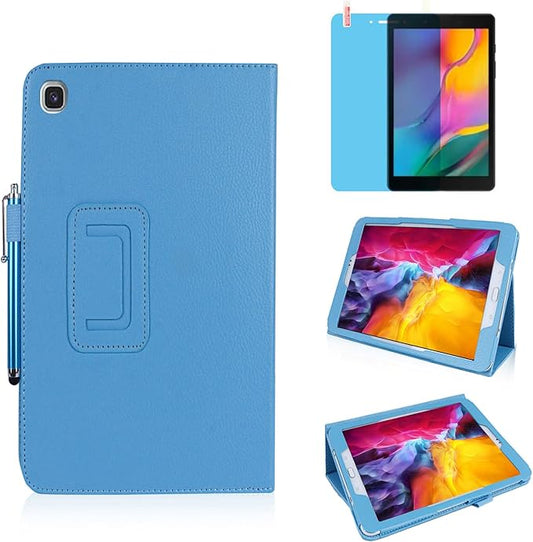 Slim Leather Case for Samsung Galaxy Tab A7 Lite 8.7'' 2021 (SM-T220 T225 T227), Multi-Angle Stand Full-Protective Tablet Cover Book Case with Stylus Pen,Screen Film (Sky Blue)