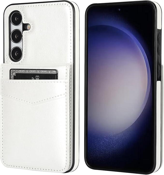 KIHUWEY for Samsung Galaxy S24 Plus Case Wallet with Credit Card Holder, Flip Premium Leather Magnetic Clasp Kickstand Heavy Duty Protective Cover for Samsung Galaxy S24 Plus 6.7" (White)