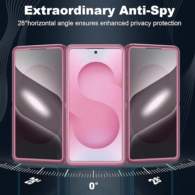 Designed for Samsung Galaxy S24 Ultra Case [with Privacy Screen Protector] 3-Layer Full Body Protection Rugged Shockproof Heavy Duty Phone Case Cover, Purple/Pink
