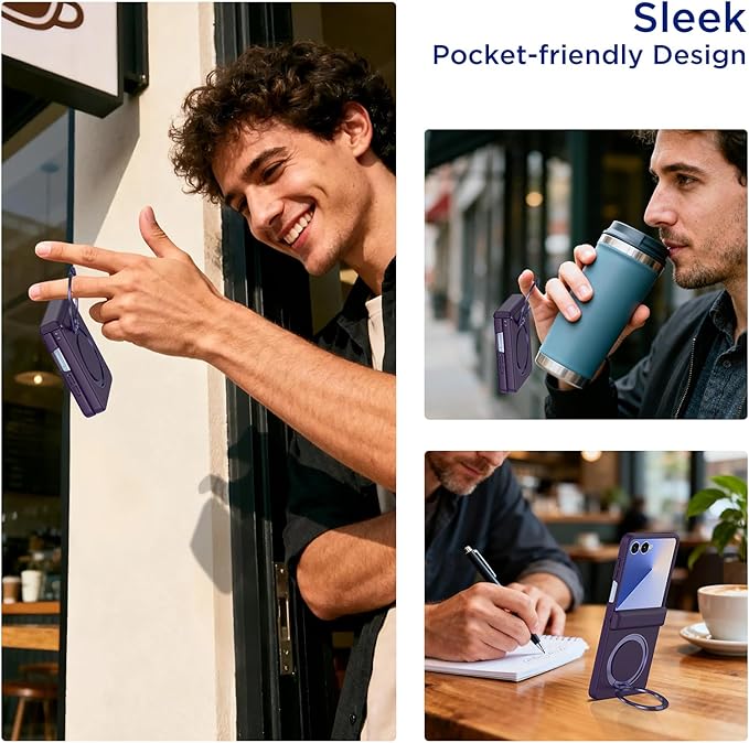 for Samsung Galaxy Z Flip 7 Case, Compatible with Magsafe, [Rugged Hinge Protection] [360° Kickstand], Mil-Grade Shockproof Slim Phone Case for Galaxy Z Flip 7 2025 (Darkpurple)