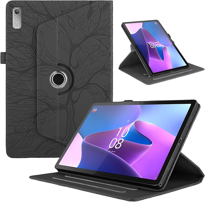 Rotating Case for Lenovo Tab P11 2nd Gen/Xiaoxin Pad Plus 2023 11.5" TB350FU/TB350XU PU Leather Cover Lightweight Flip Stand Shell for Lenovo Tab P11 2nd Gen 11.5 inch Tablet-Black