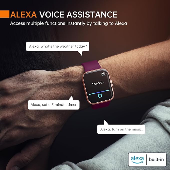 Smart Watches for Women, Alexa Built-in Fitness Watch with 1.8" LCD Screen & Bluetooth Call (Make/Answer), Heart Rate/SpO2/Sleep Monitor, 100 Sports, IP68 Waterproof Smartwatch for Apple Android