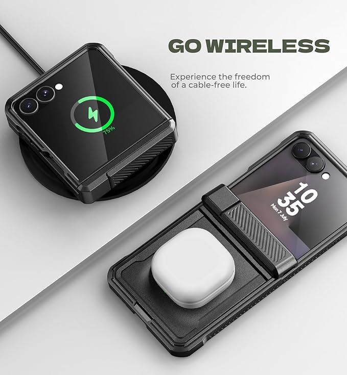 Dexnor for Samsung Galaxy Z Flip 7 Case with Dual Kickstands & Auto-Close Hinge Protection & Screen Protector, Full-Body Rugged Shockproof Protective Cover Bumper Cases for Galaxy Z Flip 7,Black