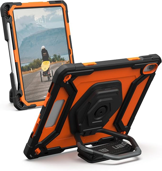 URBAN ARMOR GEAR UAG Designed for iPad 11" A16 11th Gen 2025, 10.9" 10th Gen 2022 Case w/Built-in Screen Protector A3354 A3355 Rugged Protective Cover w/Kickstand & Hand Strap, Plasma Orange/Black