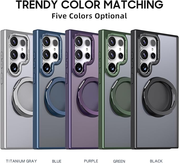 Magnetic Stand Case for Samsung Galaxy S24 Ultra 6.8" [with 2 Screen Protectors] [360° Rotation Magnetic Stand] [Compatible with Magsafe] Military-Grade Drop Protection Case, Green