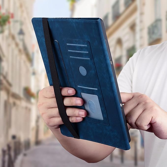 Case for Samsung Galaxy Tab S10 Plus 2024/S9 FE Plus 2023/S9 Plus 2023 12.4 Inch, Slim PU Leather Folio Cover with Multi-Angle Stand and Pen Holder, Blue