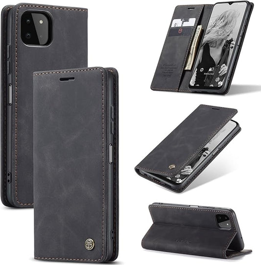 for Samsung Galaxy A22 5G Case, Flip Wallet Leather Case with Card Holder Magnetic Closure Shockproof Kickstand Protective Phone Cases Cover for Samsung A22 5G,Black