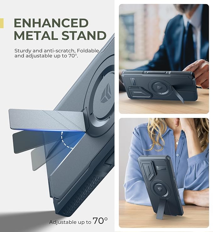 Dexnor for Samsung Galaxy S25 Ultra Case with Camera Cover & Adjustable Kickstand & Built-in Screen Protector, Magnetic Rugged Shockproof Bumper Cases Heavy-Duty Protective Cover (2025),Navy Blue