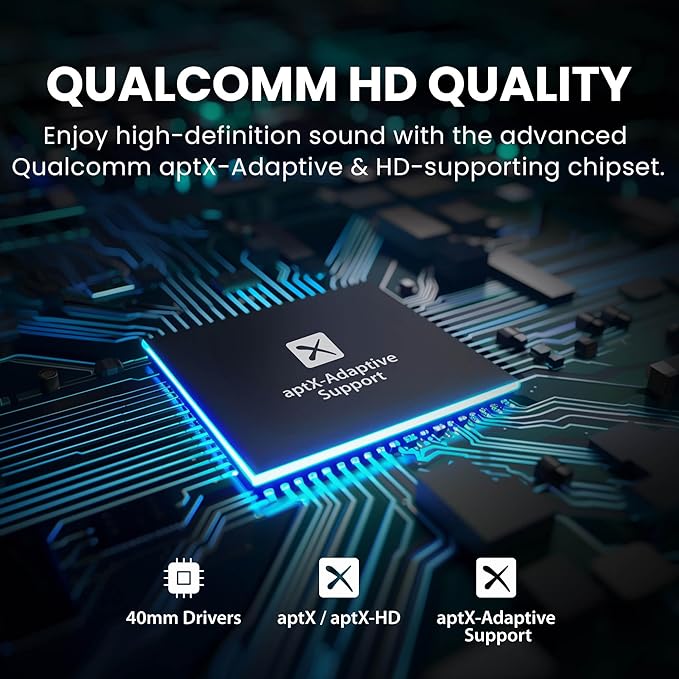 Avantree Audition 3 - Bluetooth Over-Ear Headphones with Wireless Charging Dock, 50H Battery, aptX-Adaptive, Clear Voice, Compatible with Samsung Smart TVs