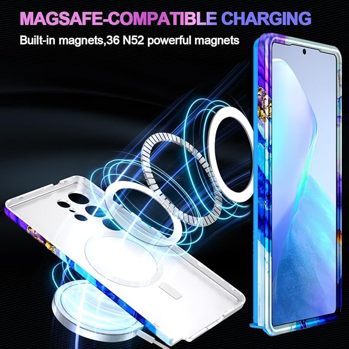 Casetego for Galaxy S25 Ultra Case,Compatible with MagSafe,[Military Grade Drop Test] Full Body Protection Slim Shockproof Rugged Marble Women Case for Samsung Galaxy S25 Ultra 6.9 inch,Azure Blue