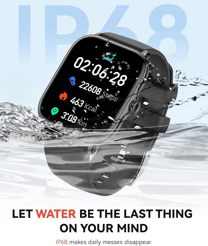 Smart Watch for Men Women, Bluetooth Call, 1.91'' HD Full Touchscreen Fitness Step Tracker Watch for Android iPhone Compatible, IP68 Waterproof Smartwatch With Sleep Monitor/Activity Tracker/Pedometer