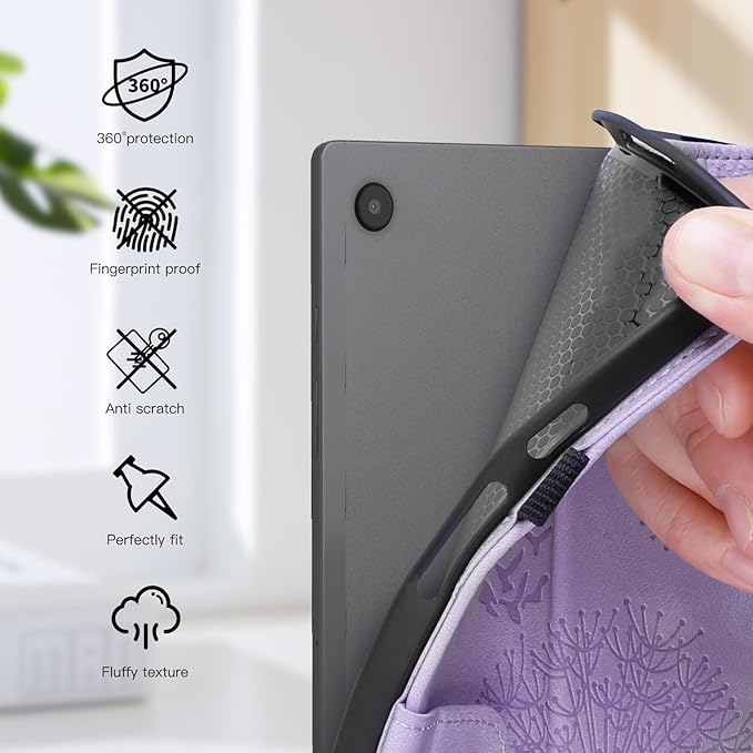 Tablet Case for Samsung Tab A 10.1, Dandelion Design with Kickstand for Pencil Holder, Magnetic Closure Case Compatible with Samsung Galaxy Tab A 10.1 Inch 2019 SM-T510 T515 T517 Purple