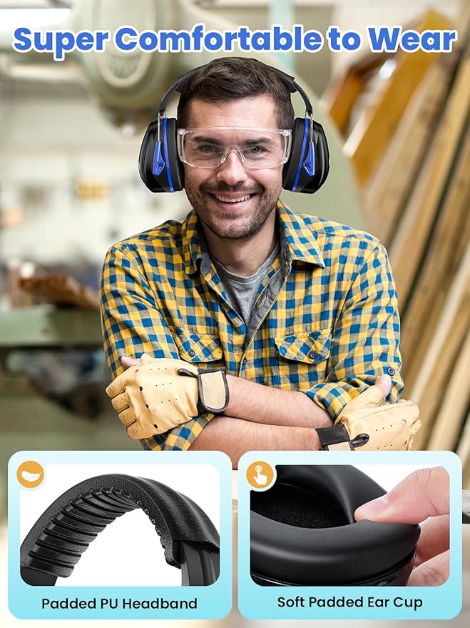 Dr.meter Noise Reduction Ear Muffs, 31dB SNR Ear Protection Safety Earmuffs, Noise Cancelling Headphones Hearing Protection for Gun Range, Yard Work, Mowing, Monster Truck and Firework