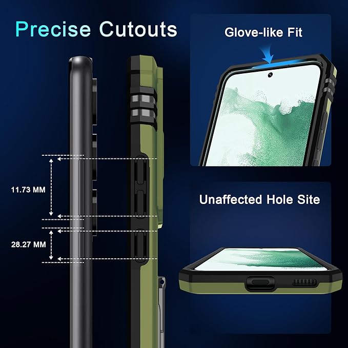 DEERLAMN Case for Samsung Galaxy S23 FE 6.4-Inch with Slide Camera Cover+Screen Protector(1 Pack),Rotated Ring Kickstand Military Grade Shockproof Protective Cover-Olive Green