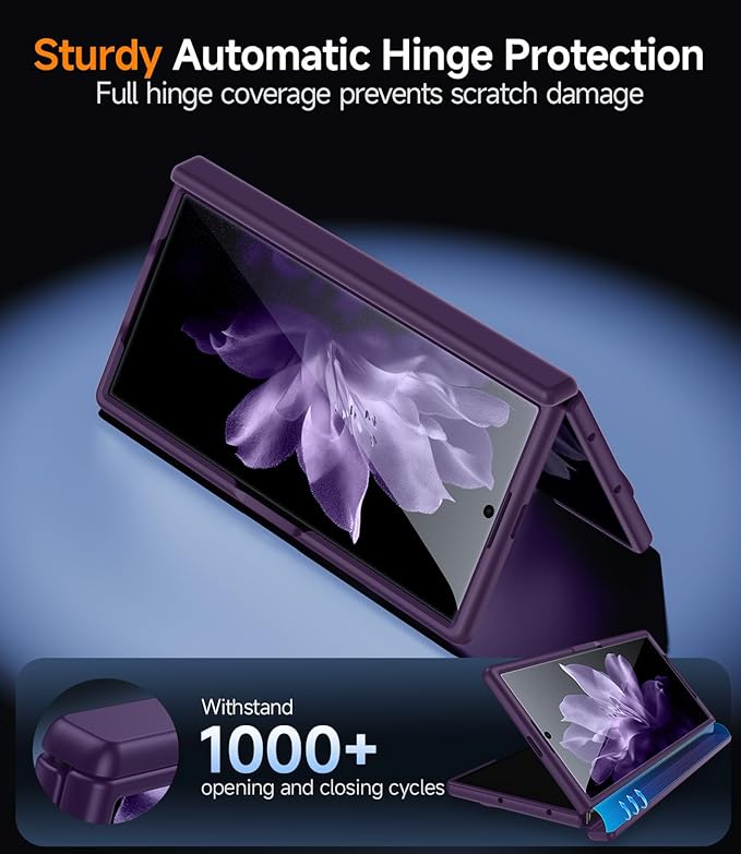 Slim for Samsung Galaxy-Z-Fold-7 Case: Compatible with Magsafe | Built-in Screen Protector [Anti-Scratch] Hinge Guard | Women Men Shockproof Translucent Matte Phone Cover for Z Fold7 5G 2025(Purple)