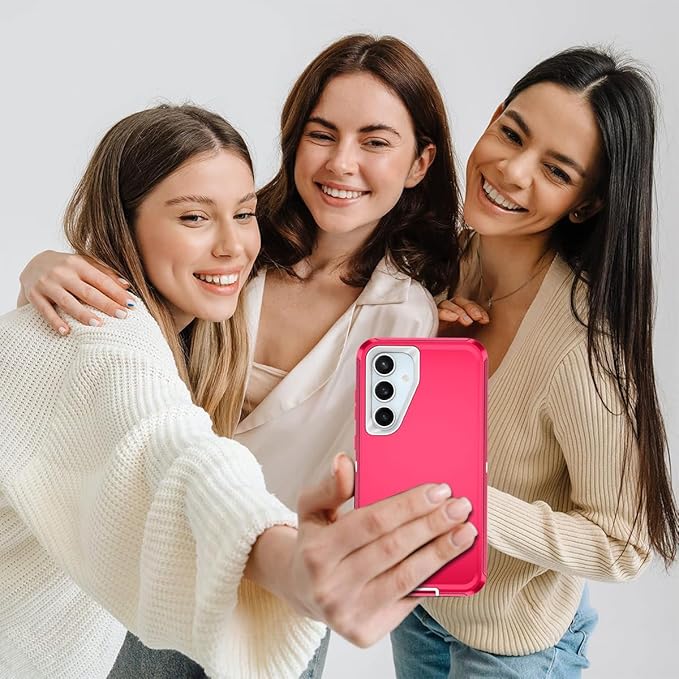 for Samsung Galaxy S24 FE 5G Case Heavy Duty Protective Shockproof Dropproof 3-Layer Full Body Protection [Without Screen Protector] Tough Rugged Case for Galaxy S24 FE,Pink/White