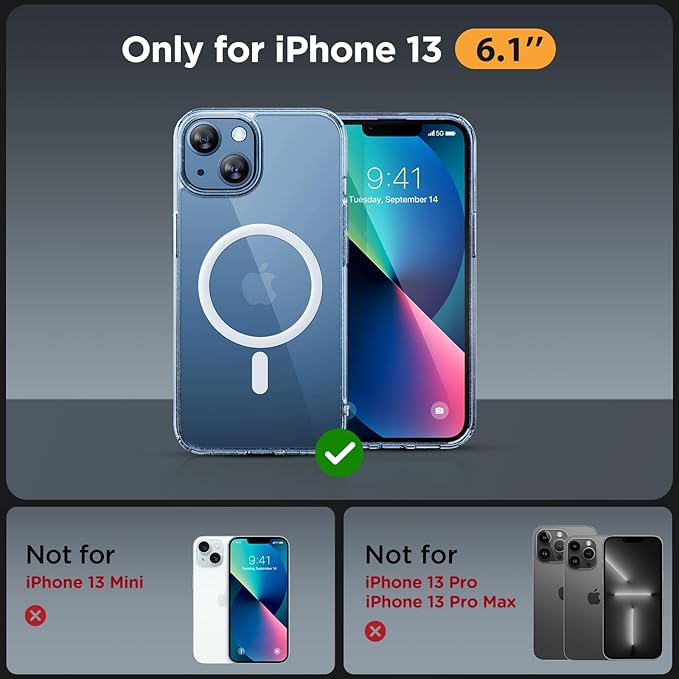 Miracase Magnetic for iPhone 13 Case 6.1 inch (Compatible with MagSafe)（with 2X Screen Protectors） Military-Grade Protection, Anti-Fingerprint Translucent Matte Phone Case Cover, Glitter Clear