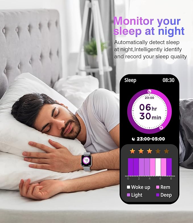 EarlySincere Smart Watches for Women Men, 1.9'' HD Full Touch Screen Fitness Tracker, IP67 Waterproof Smartwatch with Heart Rate,Blood Pressure Blood Oxygen, Sleep Monitor for Android and iPhone