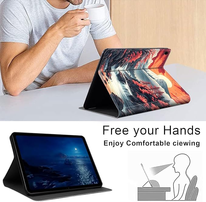 Case for Samsung Galaxy Tab A9 8.7-Inch 2023, Slim PU Leather Stand Cover with Auto Wake/Sleep, Multi-Angle Viewing & Shockproof, Mount Fuji Landscape