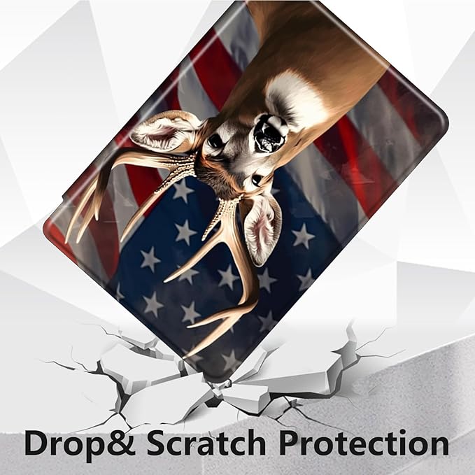 Case for Lenovo Tab P11 Plus Case 2021 (TB-J616F / J616X), 360 Degree Rotating Folding Stand,with Auto Sleep/Wake Case for Lenovo Tab P11 11” 2020 (TB-J606F TB-J606X),American Flag Deer