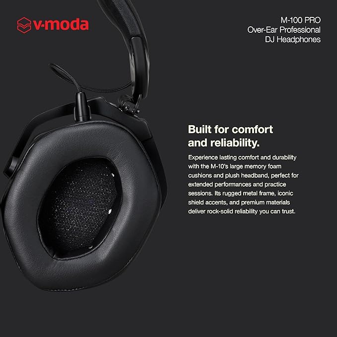 V-Moda M-100 PRO | Professional Over-Ear DJ Headphones | Built for Pro DJs & Beat-Driven Music | Superior Sound Isolation | One-Ear Listening | Long-Lasting Comfort | Durable Travel-Friendly Design
