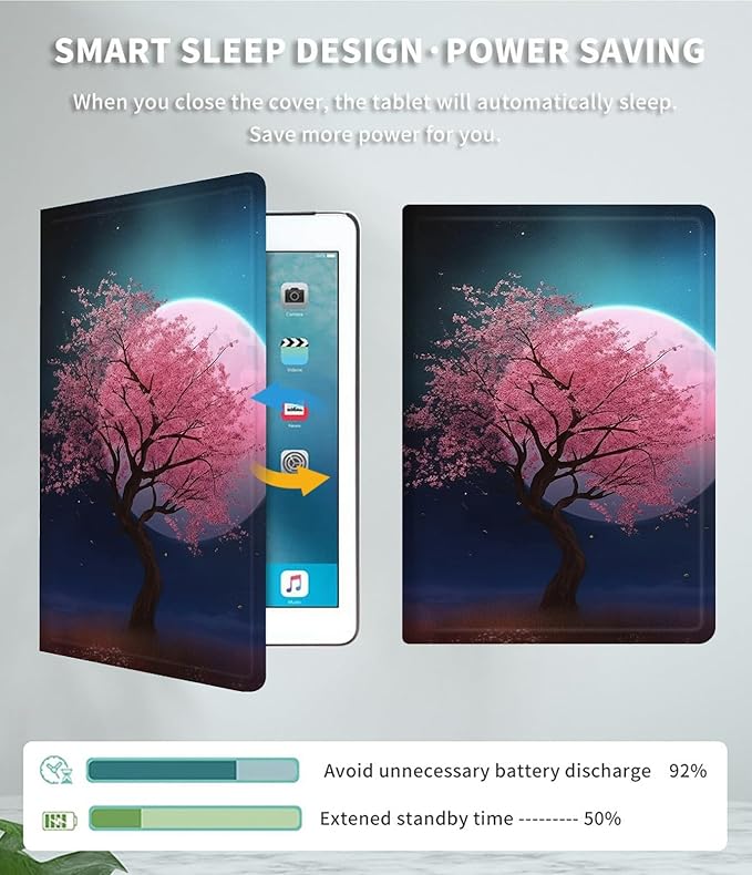 Case for Microsoft Surface Pro 9 / Pro 9 5G 13-Inch 2022 PU Leather Slim Lightweight Multiple Angles Stand Smart Cover with Auto Wake/Sleep for Microsoft Surface Pro 9 2022, Cherry Tree Pink