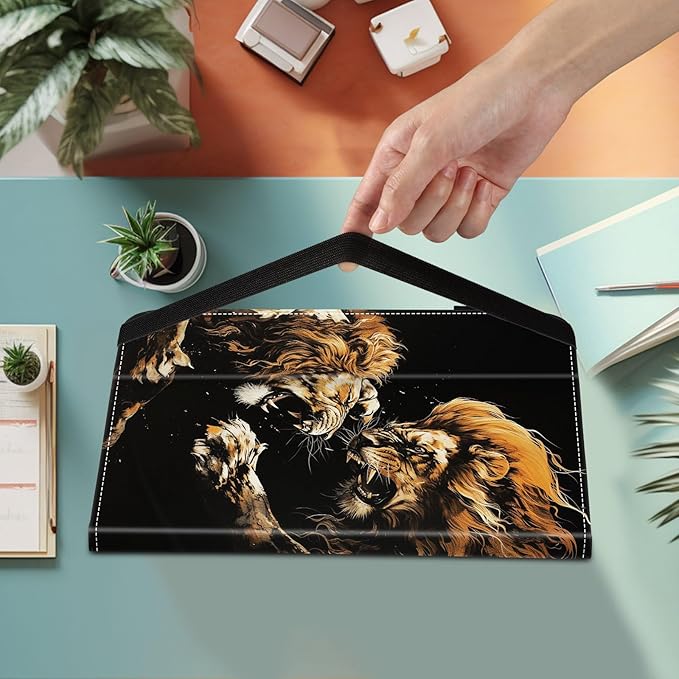 Case for Samsung Galaxy Tab S9 FE 5G 10.9 Inch/Galaxy Tab S9 11 Inch 2023,Card Slot PU Leather TPU Case Pen Holder Auto Wake Sleep,Cool Lion
