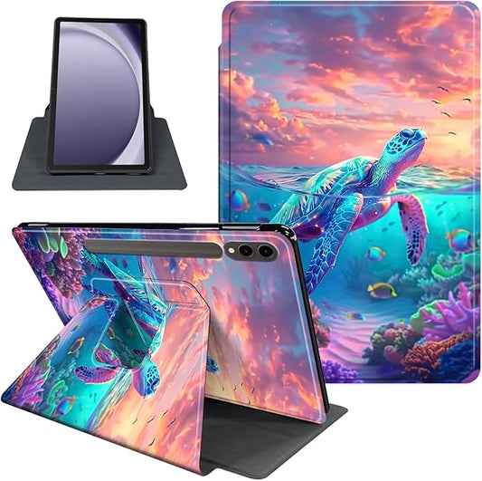Case for Samsung Galaxy Tab S10 Ultra/Tab S9 Ultra 14.6-Inch, 360 Degree Rotating Folio Stand Smart Cover for Galaxy Tab S10 Ultra/ S9 Ultra 14.6'', Auto Sleep/Wake, Sea Turtle 2