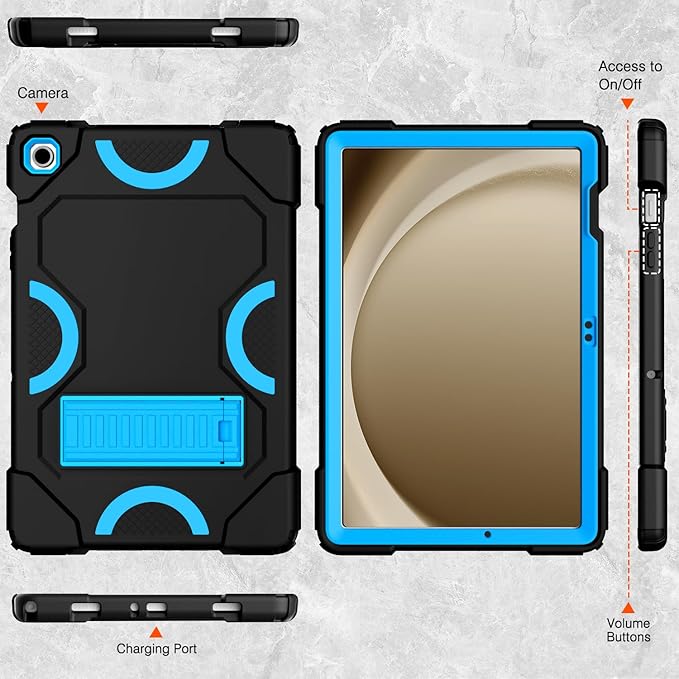 Case for Samsung Galaxy Tab A9+ 11 Inch 2023 Model (X210/X216/X218), Heavy Duty Shockproof Rugged Protective Case for Galaxy Tab A9 Plus Tablet (Black+Blue)