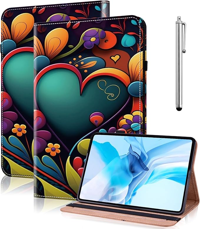 Tablet Case for Lenovo Tab Plus 11.5 Inch 2024, Multi-Angle Viewing Premium PU Leather Case with Hand Strap & Card Slots/Holder for 11.5" Lenovo Tab Plus 2024 Release - Watercolor