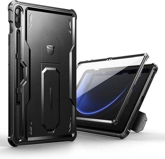 Dexnor Case for Samsung Galaxy Tab S9 FE Plus 12.4 Inch 2023, [Built in Screen Protector & Kickstand] with Pen Holder Heavy Duty Shockproof Full Body Protective Cover for Galaxy Tab S9 FE+,Black