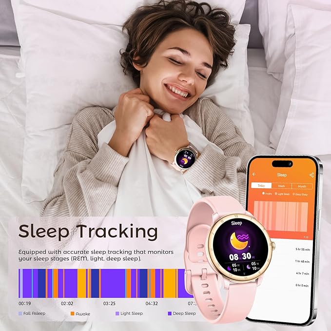 EIGIIS Android Smart Watches for Women 1.27" HD Roman Dial Sports Watches Activity Trackers with Heart Rate Sleep Monitor Smartwatch for iPhone Fitness Tracker Reloj Inteligente para Mujer