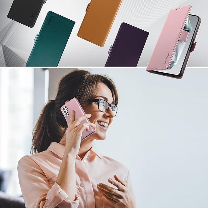 Wallet Flip Case for Samsung Galaxy S25 Ultra 5G - [RFID Blocking] Luxury PU Leather Card Holder Magnetic Phone Cover with Kickstand,Shockproof Protective Case,Pink