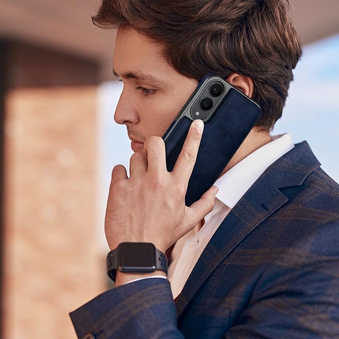 DJDUCK Designed for Samsung Galaxy S25 Edge Case Wallet with Card Holder, [Magnetic Clasp Cover] [RFID Blocking Leather Protection] Shockproof Women Men Cases for Samsung S25 Edge Dark Blue