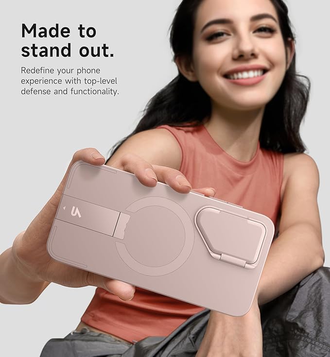 SURITCH for Samsung Galaxy S25+ Plus Phone Case, Magnetic Shockproof Protective Cover with Camera Cover & Adjustable Metal Kickstand for Galaxy S25+ Plus(2025)-Sakura Pink