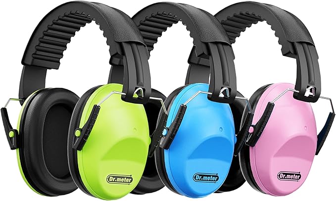 Dr.meter Kids Noise Cancelling Headphones Adults Ear Muffs for Noise Reduction, EM100 27.4 NRR Kids Ear Protection for Monster Jam, Autism Sensory, Concerts, Fireworks Noise Sensitive - 3 Pack