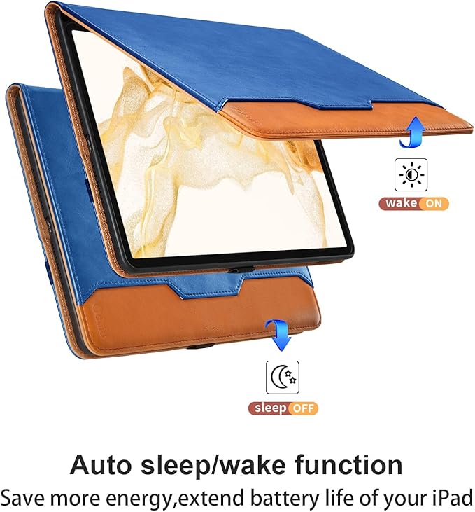 Case for Samsung Galaxy Tab S8 Plus 2022 /S7 FE 2021 /S7 Plus 2020 12.4 Inch - PU Leather Folio Case with S Pen Holder and Pocket, Auto Wake/Sleep Smart Tablet Cover, Blue